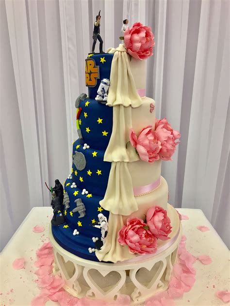 Star Wars Themed Dual Wedding Cake By Me Scrumcious Cake Couture Star