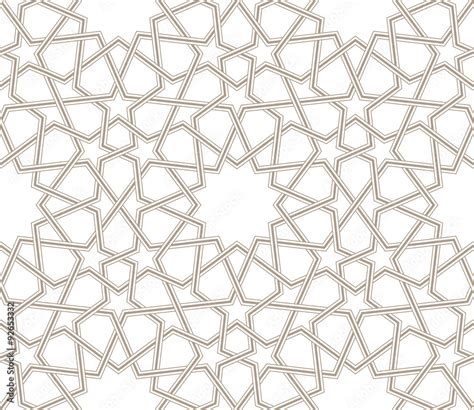 Islamic Star Pattern Grey Lines With White Background Stock Vector