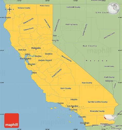 Get directions, maps, and traffic for california. Savanna Style Simple Map of California