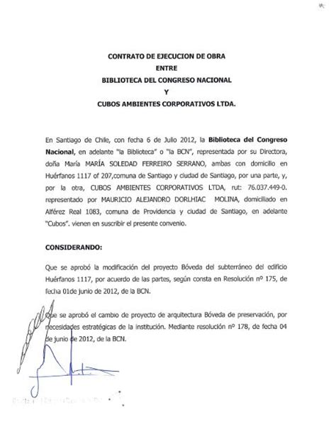 Contrato De Ejecucion De Obra Entre Biblioteca Del