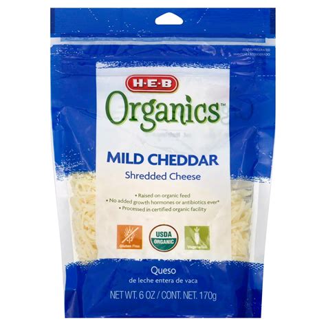 h e b organics mild cheddar shredded cheese shop cheese at h e b