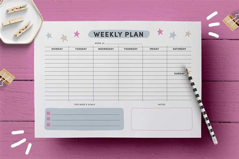 Weekly Planner Page Template Creative Illustrator Templates