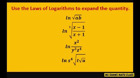Use Laws Of Logarithms To Expand The Natural Log Expressions Including