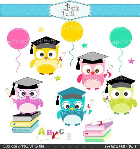 On Sale Graduation Day Clip Art Owls Clip Art Digital Clip Art For