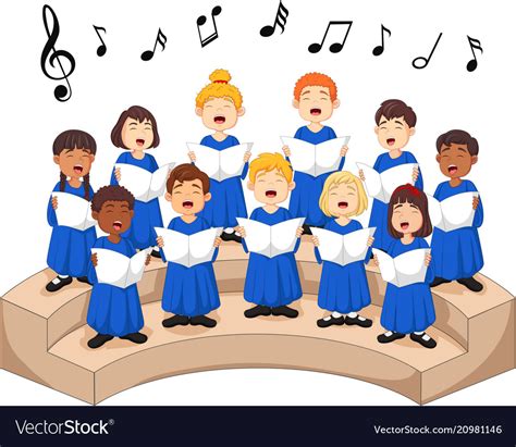 Choir Girls And Boys Singing A Song Royalty Free Vector