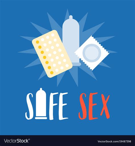 Safe Sex Typographic Poster With Condom Royalty Free Vector