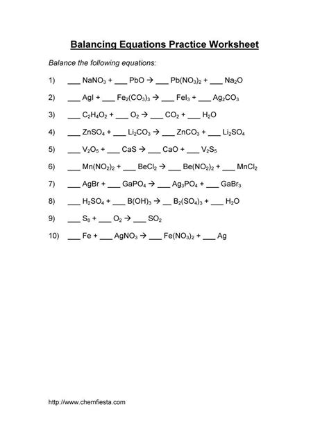 Solutions for the balancing equations practice worksheet. balancing equations 06 | Balancing equations, Chemical ...