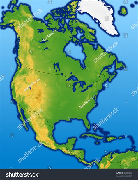 North America Map With Terrain Stock Photo 16866673 Shutterstock