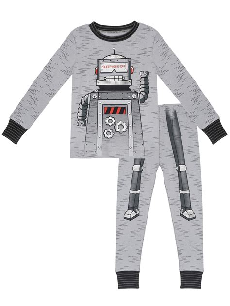 Petit Lem Boys Robot 2pc Pajama Set Ls Top And Pant Little Boys