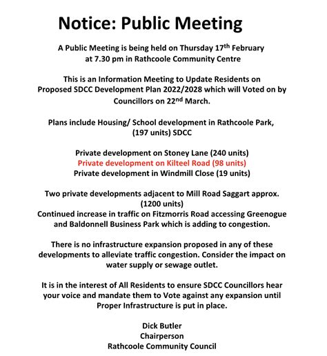 Notice Public Meeting Rathcoole Community Council
