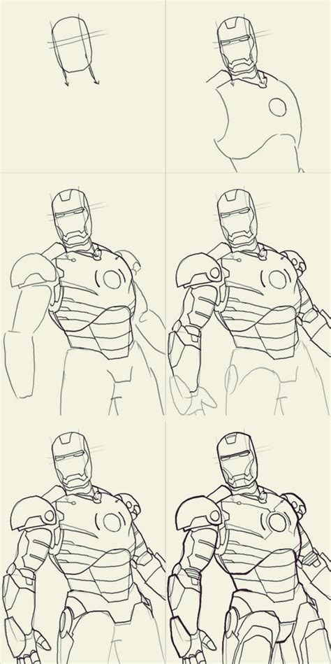 How To Draw Iron Man 10 Step By Step Examples Bored Art