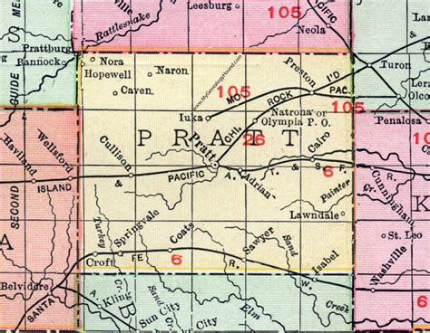 Pratt County Kansas 1911 Map Pratt City Coats Iuka