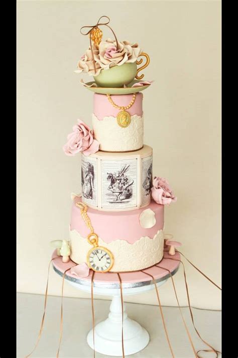 3 Tier Pink Alice In Wonderland Cakes Wonderland Wedding Cake Cake