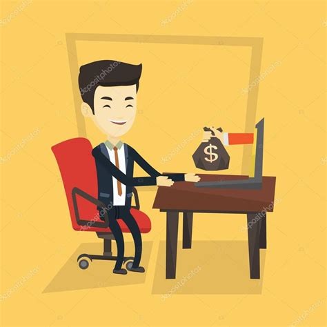Businessman earning money from online business. — Stock Vector © rastudio #142118698