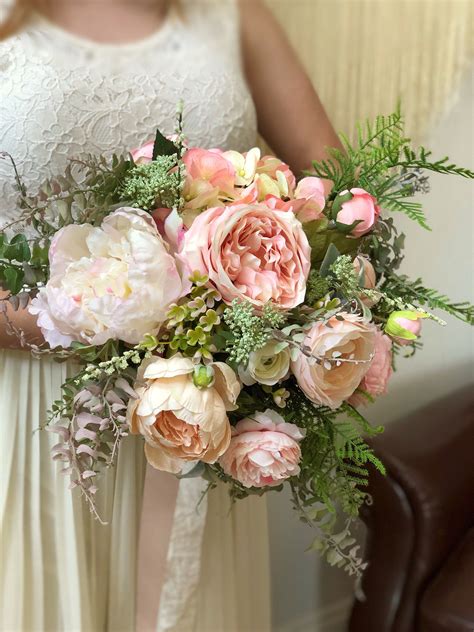 READY TO SHIP Blush Bridal Bouquet Faux Blush Roses Bridal Etsy