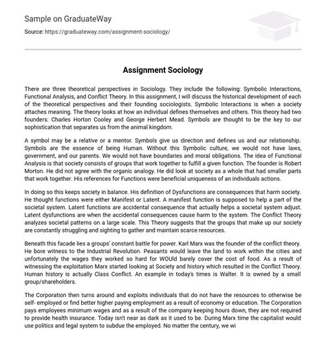Assignment Sociology 477 Words Free Essay Example On Graduateway