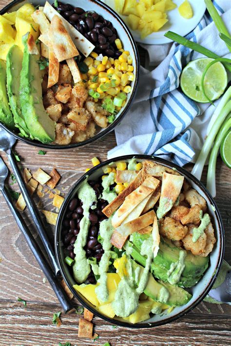 Fish Taco Bowls With Cauliflower Rice And Roasted Poblano Sauce The