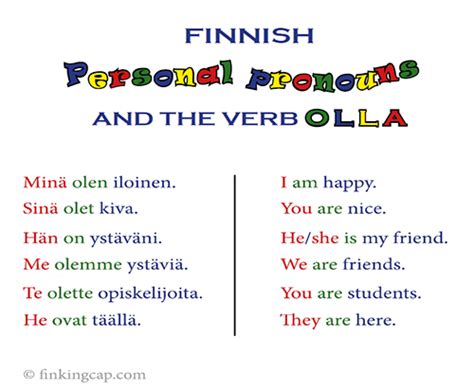 For Beginners An Introduction To The Finnish Personal Pronouns Are