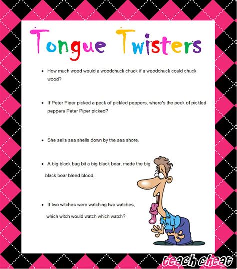 Teach Cheat Tongue Twisters