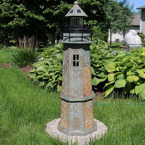 Sunnydaze Solar Led Garden Lighthouse Statue Outdoor Yard Decoration
