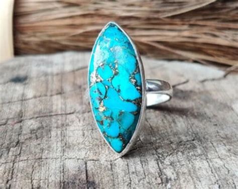 Lovely Blue Copper Turquoise Gemstone 925 Sterling Silver Handmade Ring