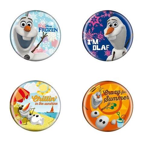 Disney Frozen Olaf Snowman Season Activity Button Pins Set