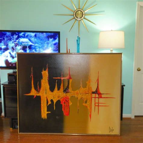 Vtg 1960s Mid Century Modern Abstract Large Wall Art Carlo Painting Canvas 5ft Carloofhollywood