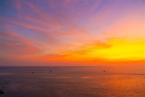 Beautiful Twilight Sunset Sky With Sea And Ocean Stock Image Image Of