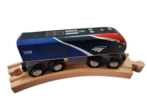 Wooden Amtrak Train Alc42 Superliner Set Compatible With Other Brands W