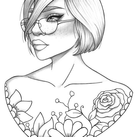 Printable Coloring Page Girl Portrait And Clothes