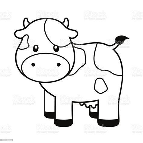 Cute Cow Coloring Page Vector Illustration Stock Illustration