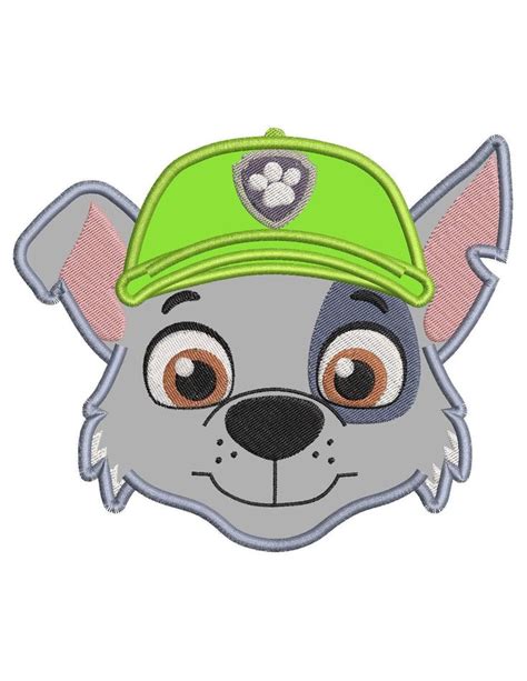 Face Rocky Paw Patrol Applique Embroidery Design Instant Download