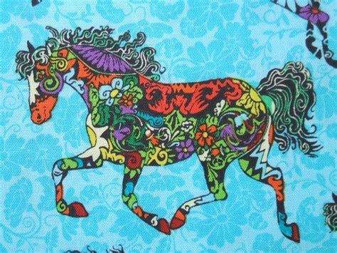 Painted Ponies Pony Horse Turquoise Multi Black Quilting Etsy