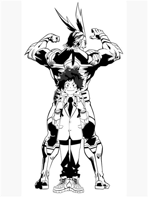 My Hero Academia All Might And Midoriya Vector Outlines Black And