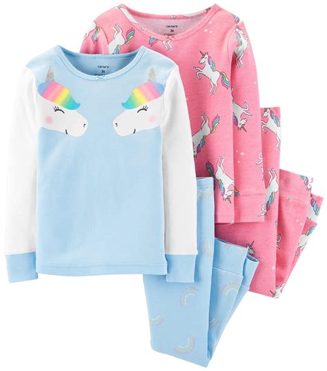 Carters Toddler Girls 4 Pc Unicorn Print Pajama Set