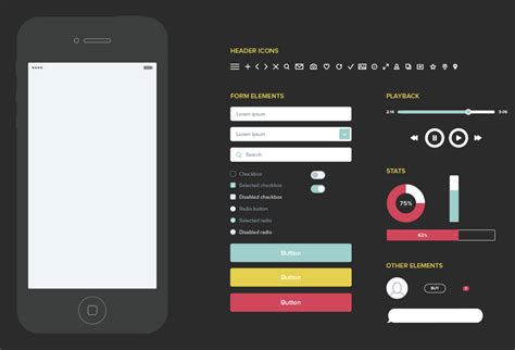 Luncher app interaction by ui_migulko. Free Vector UX / UI Wireframe Kit - GraphicsFuel