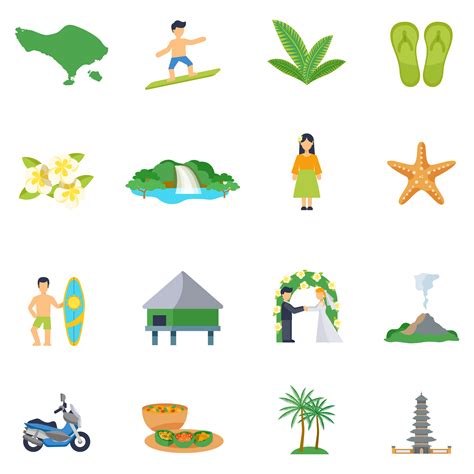 Set Of Flat Icons About Bali 479372 Vector Art At Vecteezy