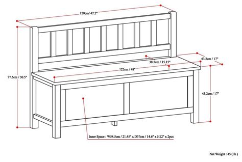 Between 16 on the short side and 18 on the high side. Amazon.com: Simpli Home Artisan Entryway Storage Bench, 48 ...