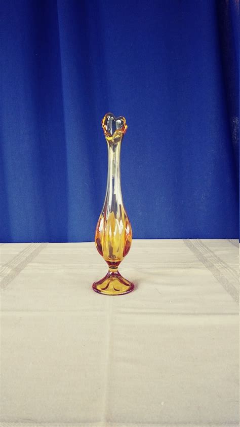 Vintage Amber Glass Bud Vase Etsy