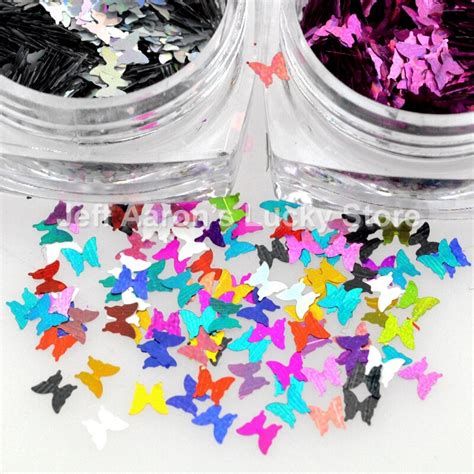 High Quality 12 Colors Butterfly Glitter Nail Sequins Decals Beauty