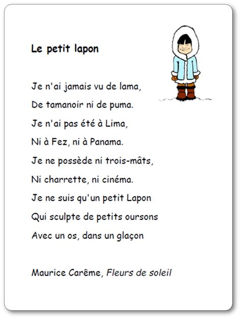 Poésie Le Petit Lapon De Maurice Carême Le Petit Lapon Poésie