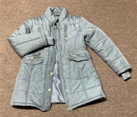 82 Degrees Fahrenheit Jacket Coat Womens Mid Length Grey Puffer Style