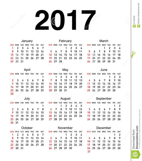 Padres de familia concuerdan con calendario escolar de la sep 26 de junio de 2021. Calendário Para 2017 Ilustração do Vetor - Imagem: 61725949