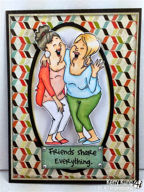 Art Impressions Rubber Stampslaughing Set Sku4385 2014 Girlfriends
