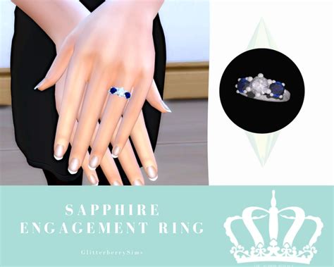 Sapphire Engagement Ring Glitterberry Sims Sims 4 Piercings Sims