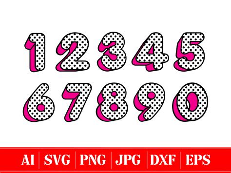 Polka Dot Numbers 0 9 Svg Dots Pattern Font Svg Ai Eps Etsy