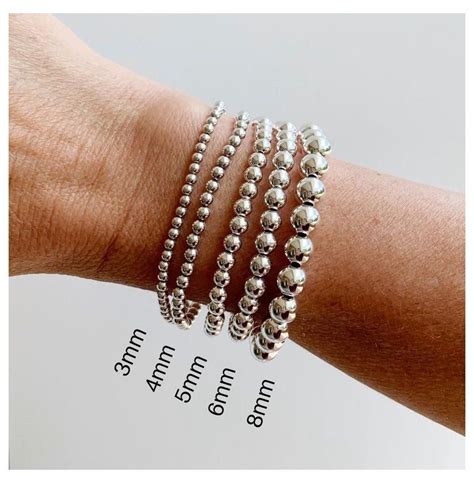 The Katie Sterling Silver Bead Bracelet Silver Bead Stretch