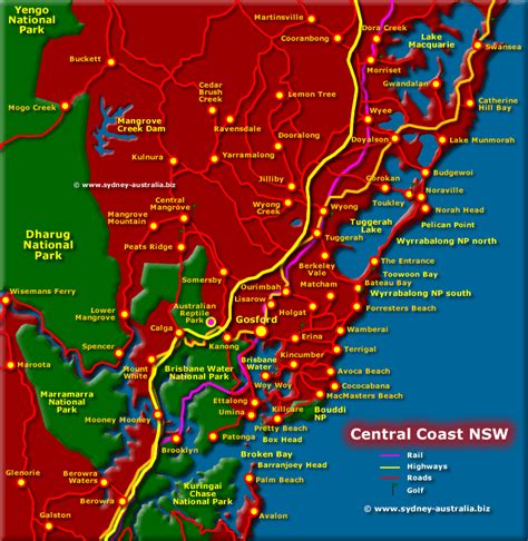 Central Coast Map Nsw Beaches National Parks Towns National Parks