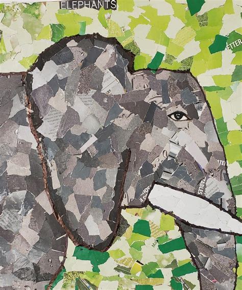 Torn Paper Collage Elephant Art Ed Central Construction Paper Art