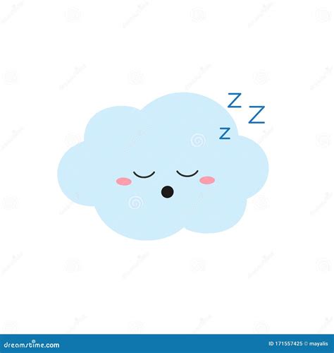 Sleeping Cartoon Cloud Character In Flat Style Stock Vector